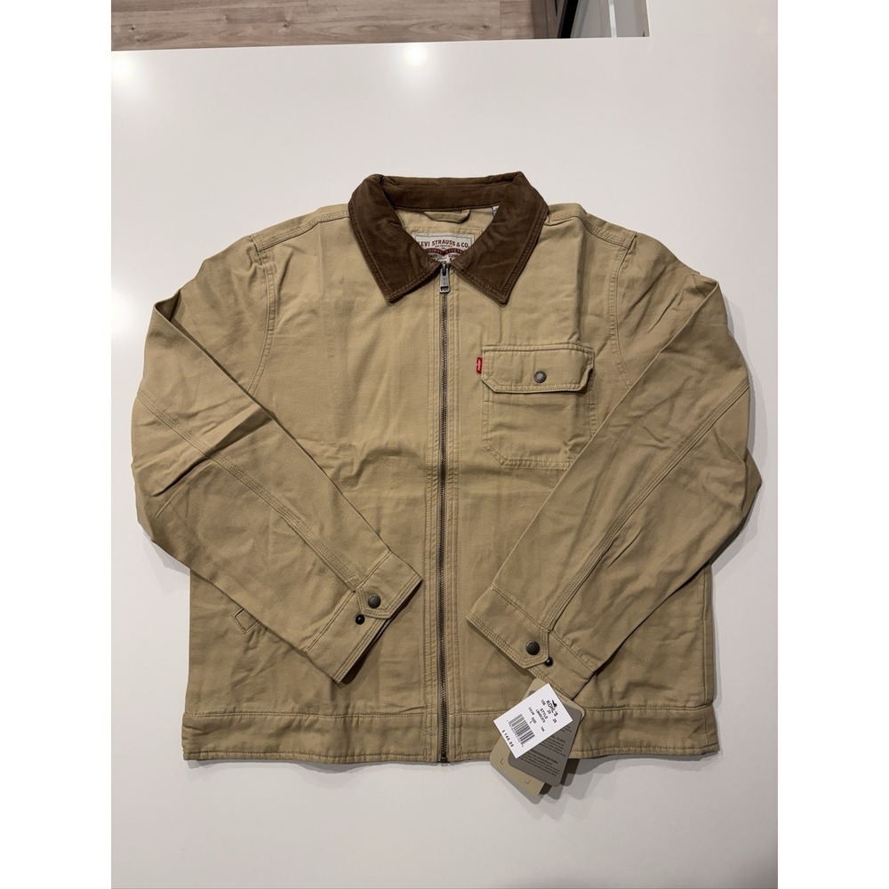 Levi's Cotton Canvas Depot Jacket Tan Men's Large Corduroy Collar LM4RC970